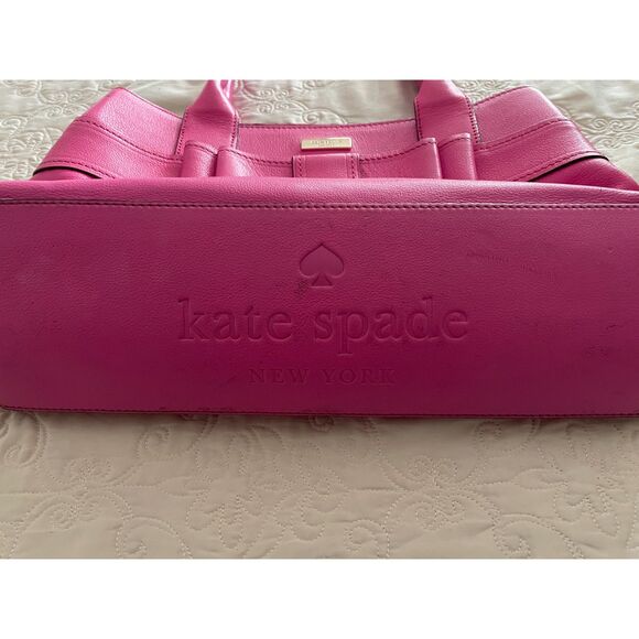 KATE SPADE New York Geniun Leather Pink Fuchsia Bow Satchel Handbag - Picture 6 of 14